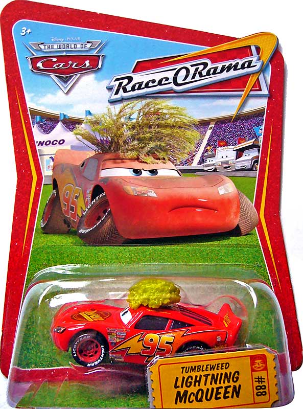 Tumbleweed McQueen from the World of Cars series, Mattel 1:55 diecast on its card