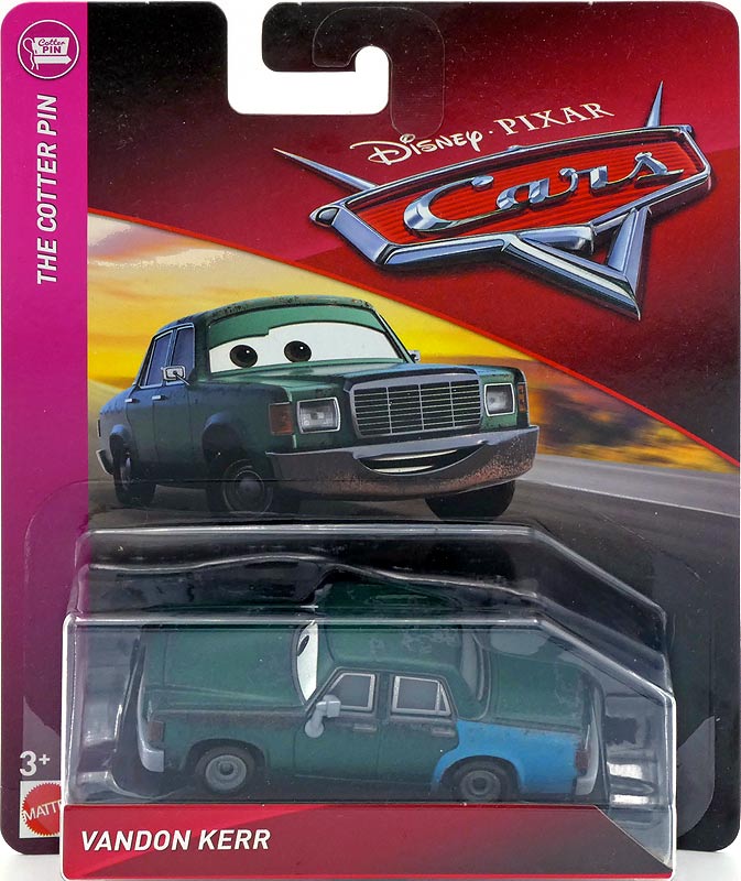 Vandon Kerr from the Cars 2018-2019 series, Mattel 1:55 diecast on its card