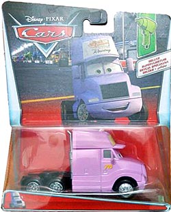 Vinyl Toupee Semi from the Cars 2017 series, Mattel 1:55 diecast on its card