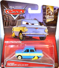 Vladimir Trunkov with Car Boot from the Cars 2017 series, Mattel 1:55 diecast on its card