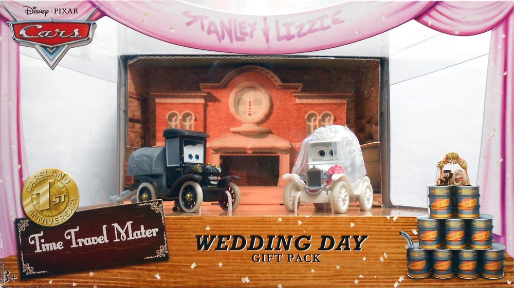 Wedding Day Stanley from the World of Cars 2014 series, Mattel 1:55 diecast on its card