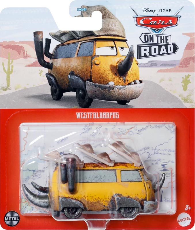 Westfalanapus from the Cars on the Road series, Mattel 1:55 diecast on its card