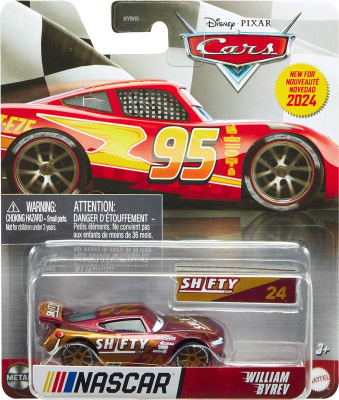 William Byrev (Nascar) - Metallic Finish from the Cars 2024 series, Mattel 1:55 diecast on its card