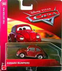 Xanadu Bumpers from the Cars 2018-2019 series, Mattel 1:55 diecast on its card