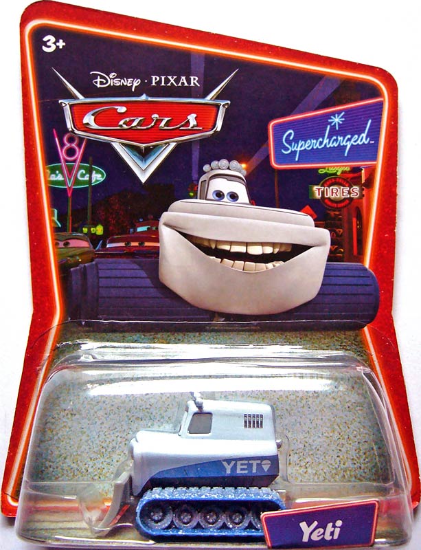 Yeti, the abominable snowplow from the Supercharged series, Mattel 1:55 diecast on its card