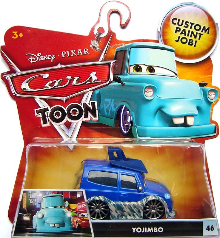Yojimbo from the Cars Toon series, Mattel 1:55 diecast on its card