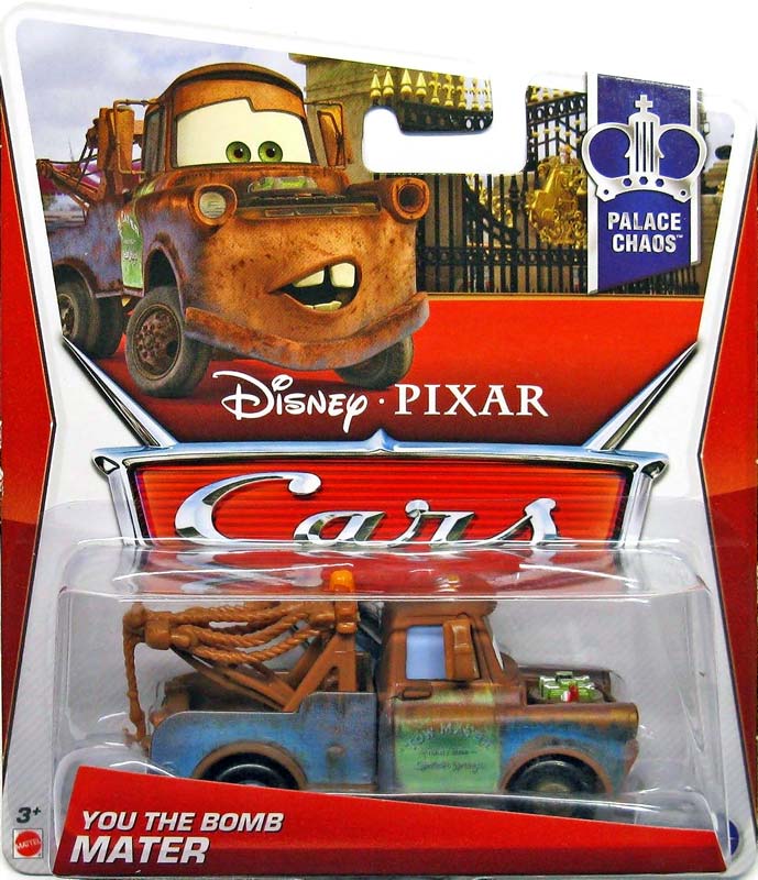 You the Bomb Mater from the Cars 2 series, Mattel 1:55 diecast on its card