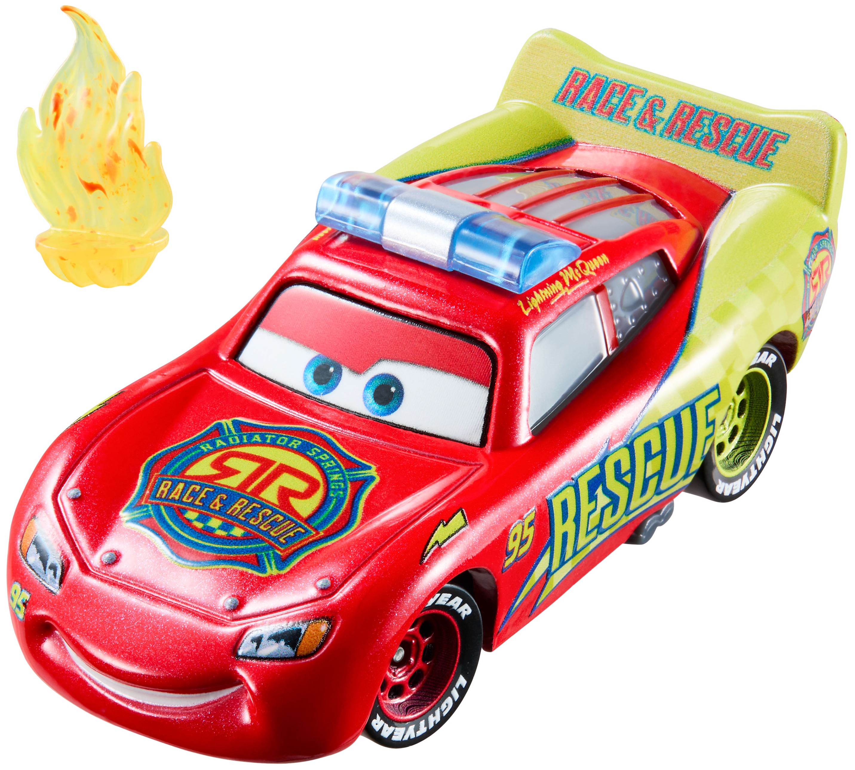 Lightning McQueen (Race & Rescue 2026), Mattel 1:55 diecast out of the package