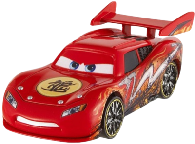 Dragon Lightning McQueen with Oil Stains out of the package