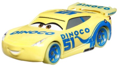 Glow Racer Dinoco Cruz Ramirez out of the package
