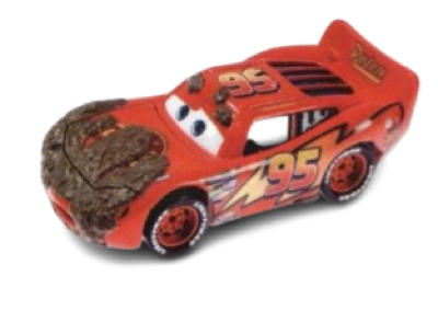 Muddy Lightning McQueen out of the package
