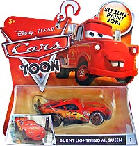 Burnt Lightning McQueen on its card